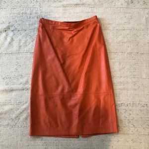 Tibi Leather Midi Skirt